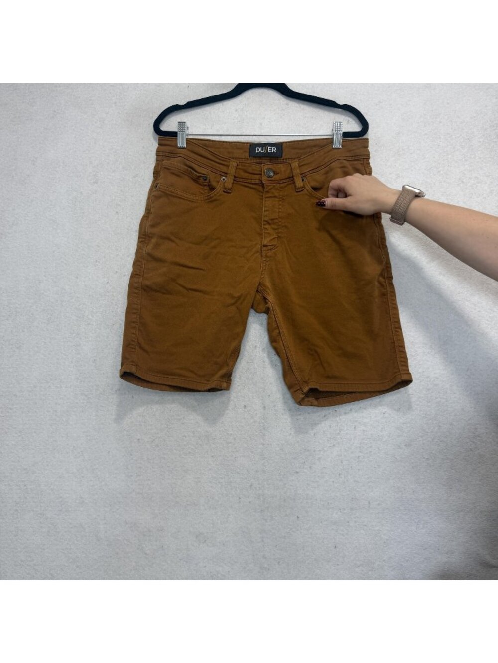 DU/ER Shorts Mens 32 Brown Cotton Blend Stretch Chino 5 Pocket 9 Inseam